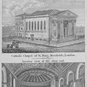 Two views of St Marys Roman Catholic Church, Moorfields, City of London, 1824. Artist
