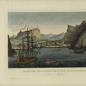 Vue de l'île, de la rade et de la ville de Sainte-Hélène, 1817-1824. Creator: Courvoisier-Voisin, Henri (1757-1830)
