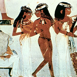 Wall Painting, Detail, Group of Musicians, Tomb of Nakht, Thebes