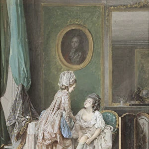 Woman pulling on her stocking, 1776