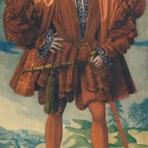 A Young Man in Red, c. 1550, (1948). Creator: Unknown