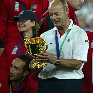 Clive Woodward, England Coach, with the Rugby World Cup