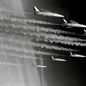 Red Arrows in Folland Gnats in formation 1977