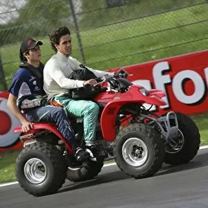 2006 GP2 Series. Round 2. Imola, Italy. 20th April 2006. Thursday Preview. Alexandre Negrao (BRA, Piquet Sports) and Nelson Piquet Jr. (BRA, Piquet Sports) inspect the track. Action