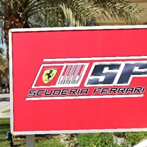 Formula One World Championship: Ferrari sign in the paddock