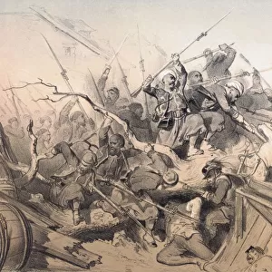 Battle of Melegnano, Italy, June 8 1859, during the Second War of Italian Independence. After a work by Gustave Dore