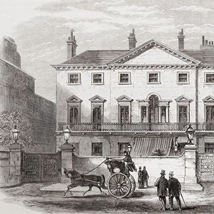 Cambridge House, Piccadilly, London, England. The town house of Lord Palmerston. From The Illustrated London News, published 1865