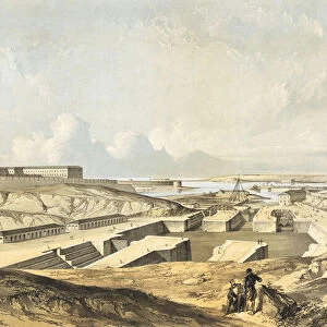 The docks and port of Sevastopol in 1855 during the Crimean War, 1853 - 1856. After a print by Vincent Brooks from a drawing by Le Marchant Tupper