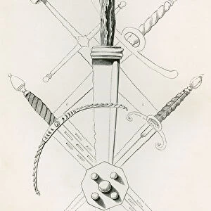 Fourteenth And Sixteenth Century Daggers From A Collection In The Tower Of London. From The British Army: Its Origins, Progress And Equipment, Published 1868