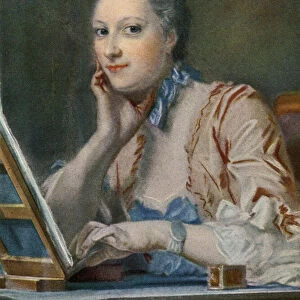 Francoise Catherine Therese Boutinon des Hayes aka Madame de La Poupliniere, 1714 - 1756. French comedian and salonniere. After a work by French Rococo portraitist, Maurice Quentin de La Tour, (1704 - 1788). From La Tour, published 1920