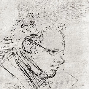 Franz Peter Schubert, 1797 - 1828. Austrian composer. After a drawing by one of his friends, Moritz von Schwind, 1820. From The Golden Age of Vienna, published 1948