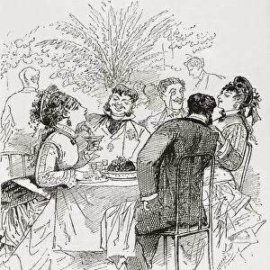 French society dining in Paris in the 19th century. From Paris Herself Again, published, 1882