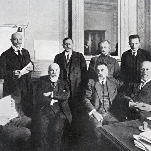 Mikhail Vladimirovich Rodzianko, 1859 - 1924, Seated Right, With Other Leaders Of The Russian Revolution. He Was President Of The Duma At The Time Of The Revolution. From The Year 1917 Illustrated, Published London 1918