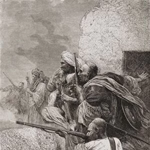 Northern Afghan Rebels Fighting The British In The Mountains Of Hazara, Pakistan During British Rule In The Late 19Th Century. From El Mundo En La Mano Published 1878
