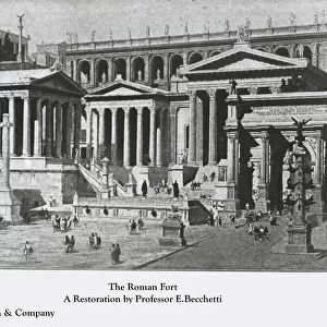 Picyrue of the roman fort restoration by Professor E. Becchetti