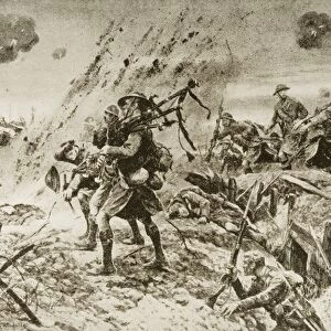 The Pipers At Longueval: How The Highlanders Were Led Into Battle On July 14, 1916. Drawn By R. Caton Woodville
