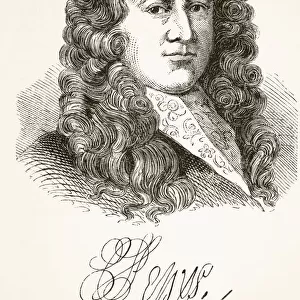 Samuel Pepys 1633 To 1703 English Diarist And Naval Administrator. Portrait And Signature. From The National And Domestic History Of England By William Aubrey Published London Circa 1890