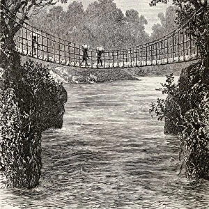 Suspension Bridge Across The Ituri River, The Congo, Africa. From In Darkest Africa By Henry M. Stanley Published 1890