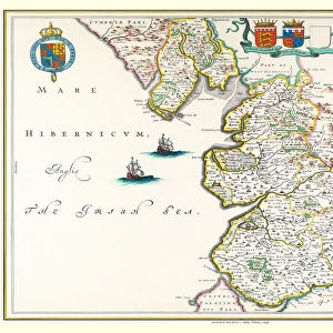 Old County Map of Lancashire 1648 by Johan Blaeu from the Atlas Novus