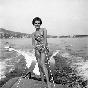 Actress Jill Clifford water skiing in the South of France. October 1952 C4903
