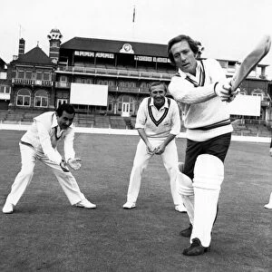 Andys very Handy with the Bat: American singer Andy Williams as he gets his first
