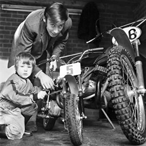 Child / Boy / Motorbike: Garry Jess, 3, ride minibike. January 1975 75-00555-001