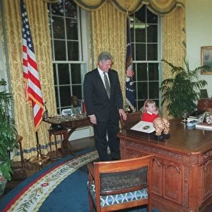 Bill Clinton President of the United States in the White House with Catherine Hamill aged