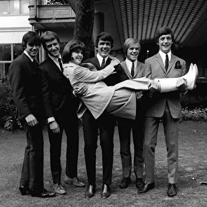 Dave Clark Five with winner of Revlon Competition Kathy Sheron from New York at the Savoy
