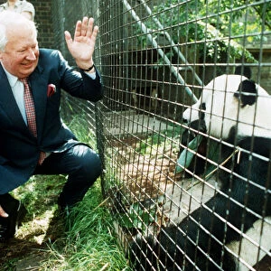 Edward Heath meets panda Chia Chia at London Zoo