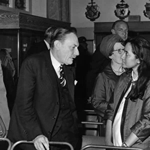 Enoch Powell Nationalist Campaigner talks to Asian lady whose husban is member of Indian