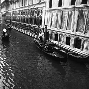 A gondola on a canal in Venice 1956