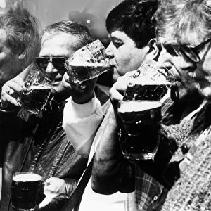 Icelandic trawler crew celebrate end of alcohol ban 1988