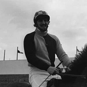 Jimmy Hill 1975 Aintree on horse back dressed as jockey
