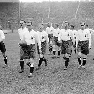Joe Smith leading the Bolton team onto the Wembley Pitch FA Cup Final 1926