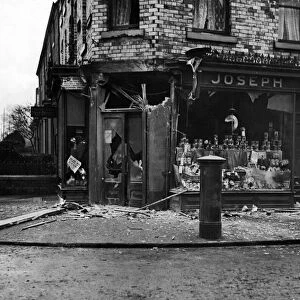 Joseph Merryweather provisions shop hit by German shell fire during a raid by