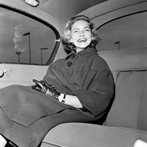 Lauren Bacall arrives at London Airport. 5th November 1958