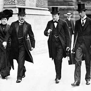 Liberal Chancellor of the Exchequer David Lloyd George accompanied by his wife