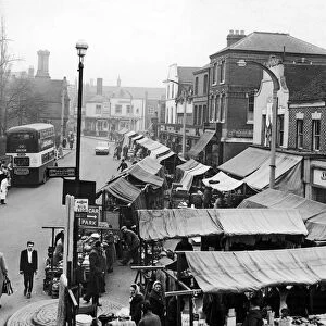 Market day at Bedworth Market Place circa 1962