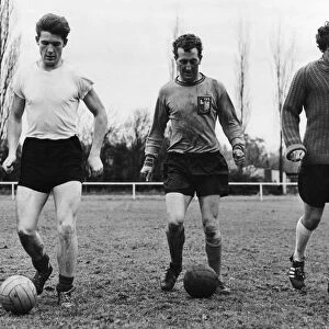 Four members of the Alvechurch forward line in training including Colin Moore