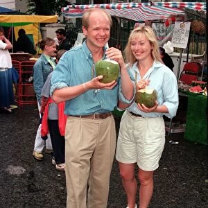 Notting Hill Carnival August 1997 William and Ffion Hague drinking fresh coconut milk