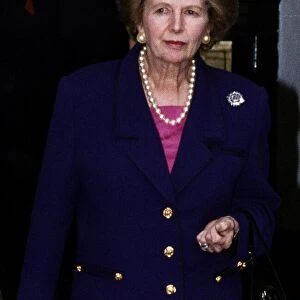Former Prime Minister Margaret Thatcher leaving her Belgravia Home January 1988