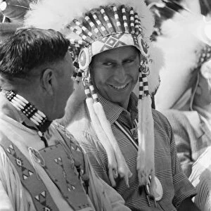 Prince Charles, the Prince of Wales, made a Kainai Blood Indian Chief