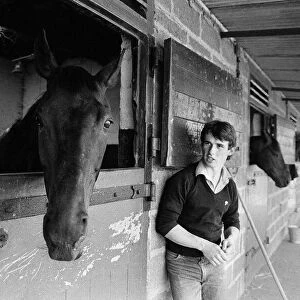 Racehorse Sea Pigeon at Malton stables with owners son Steven Muldoon