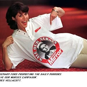 Rosemary Ford TV Presenter wears a t shirt to help support the Daily Mirror Save Our