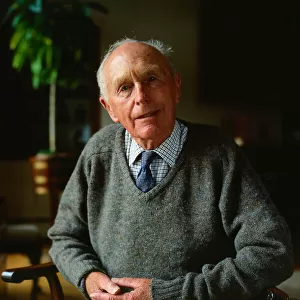 Sir Alec Douglas Home August 1989 Sitting in chair at home pullover checked shirt