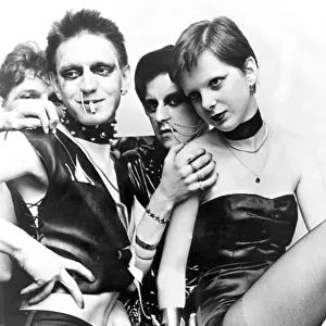 Steve Strange (second right) posing with friends showing off their punk rock fashion in