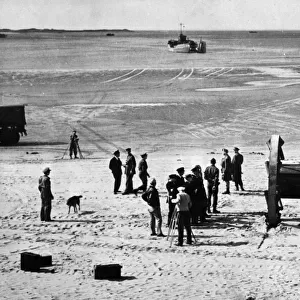 Testing of the Panjandrum on a beach in Devon. Circa September 1943