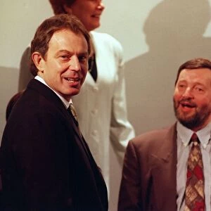 Tony Blair and David Blunkett Labour Party NEC Millbank Tower London 1998