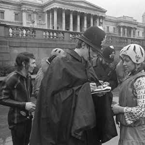 Trafalgar Square London February 1974 - Rag students from Liverpool University were