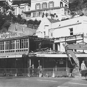Work underway demolishing Addison cafe in Cary Parade, Torquay Circa 1973